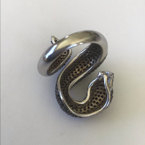 Carol Brodie Black Spinel Ruby Eye Snake Ring 8 - Picture 8 of 11